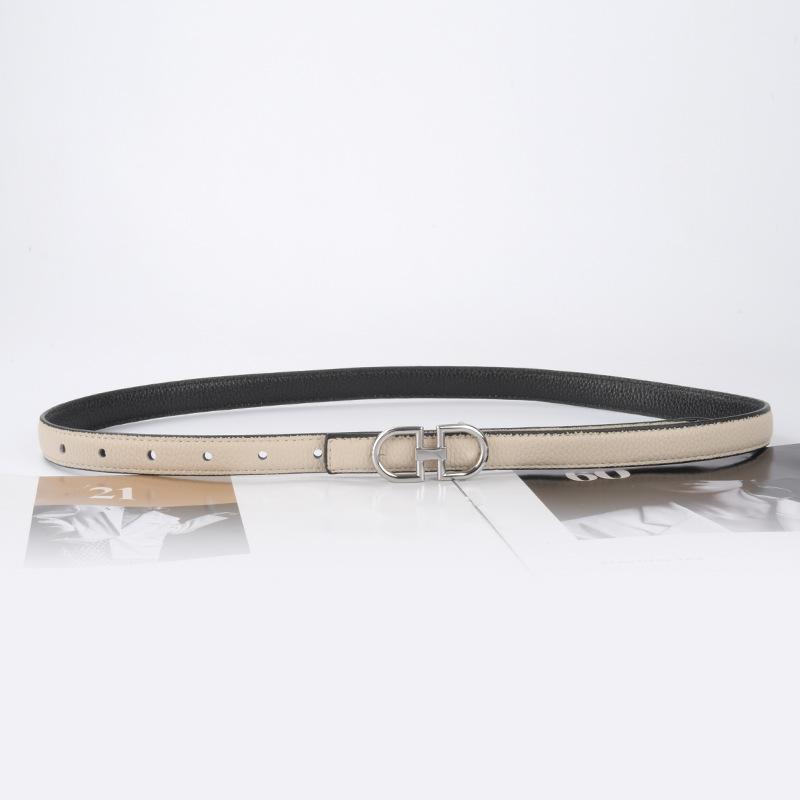 Lychee Pattern First Layer Cowhide Women'S Genuine Leather Women'S Belt Casual Pants Jeans Thin Two-Sided Belt Available