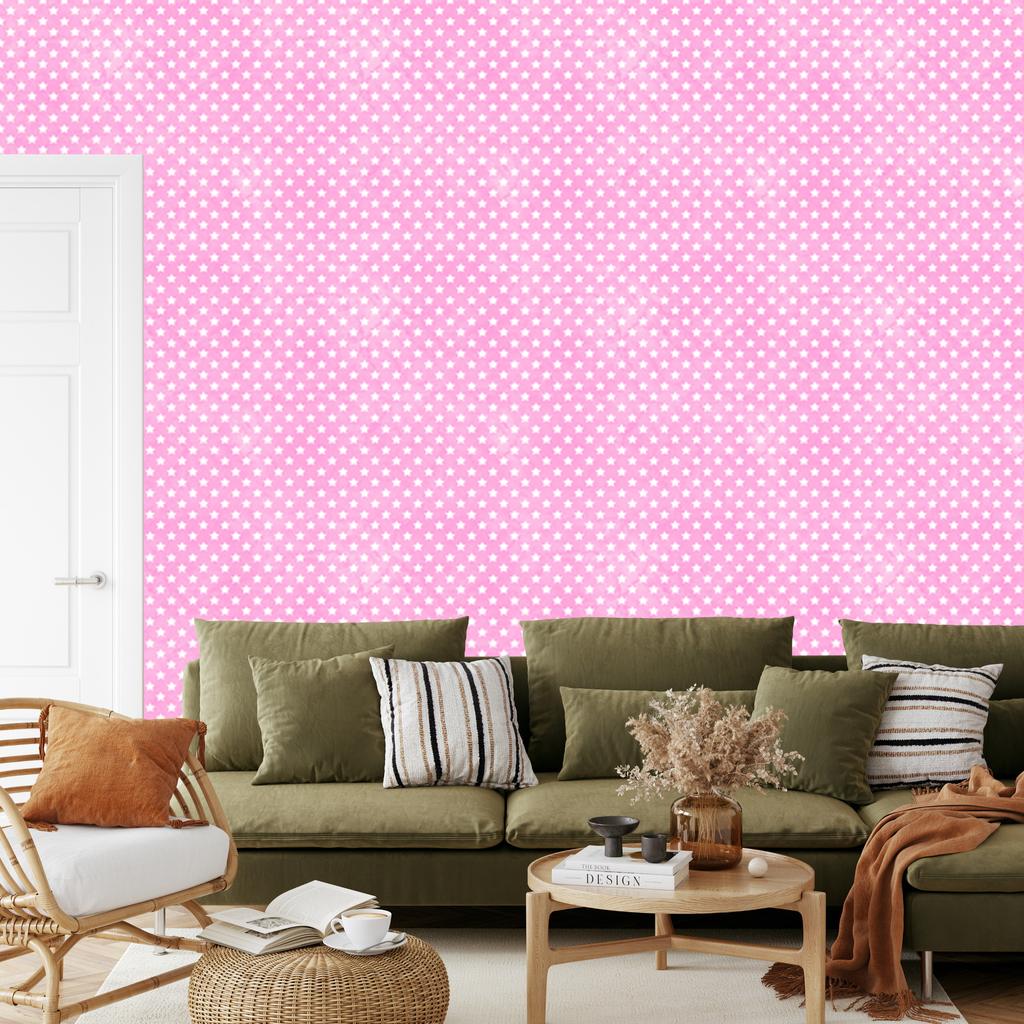 Powder pink stars wallpaper, powder pink background for living room and bedroom 50x1000