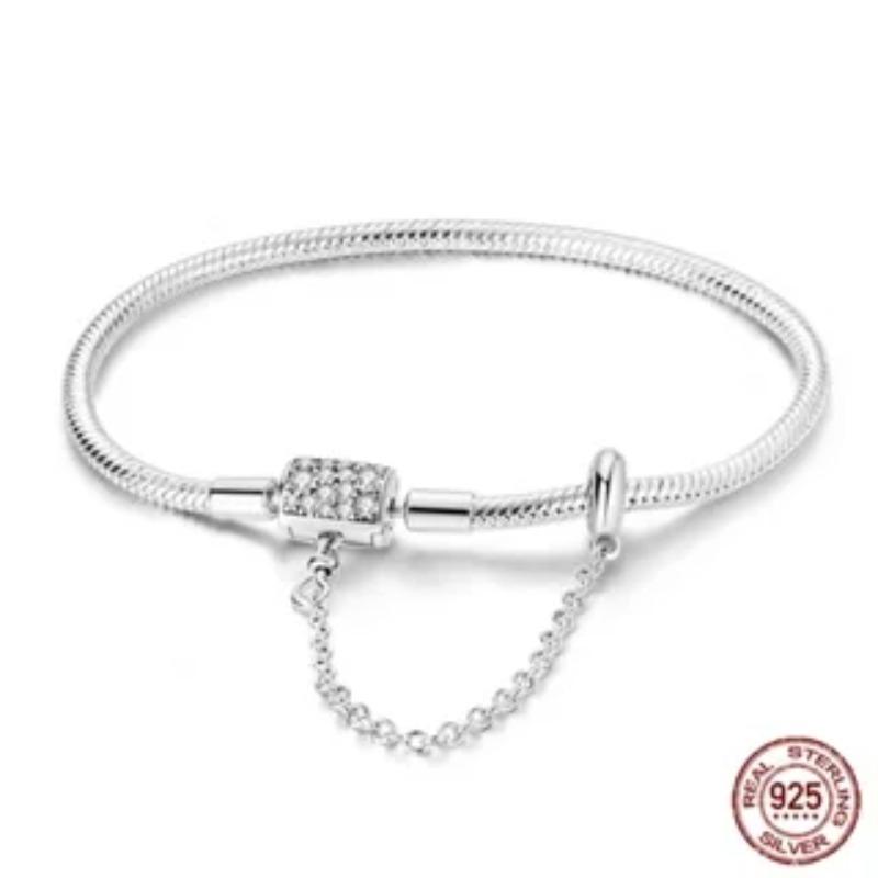 Браслет из стерлингового серебра 925 пробы Бабочка Цветок Клевер Зеленая Кошачья Лапка Любовь Циркон Ювелирные изделия Подарки для женщин 17-20 см