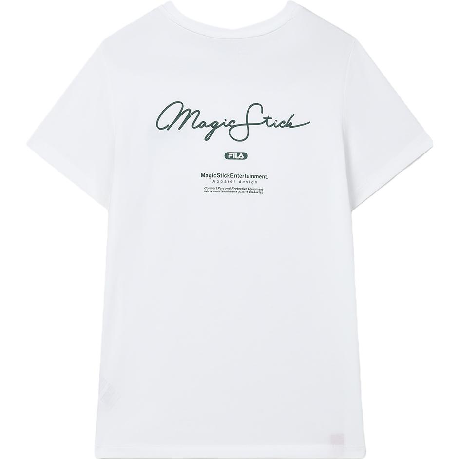 Fila X Magic Stick Логотип Спортивный Повседневный Простой Трикотажная Футболка с Коротким Рукавом и Круглым Вырезом Женские Топы Стандартный-Белый F11W339101F-WT