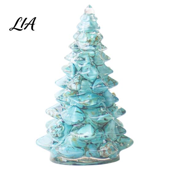 Holiday Desktop Decoration Resin Christmas Tree Figurine, Crystal Ornament, Home Accents Miniature for Office, Gift Modern Art