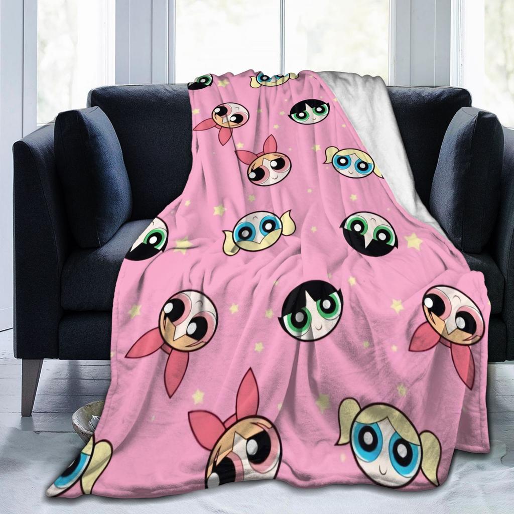 P-Power-puffs Comedy Cartoon Girl Knitted blankets Flannel Super Warm Throw blanket for Bedroom Sofa Bedroom Quilt