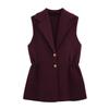 Kaslead New Arrival Women's Clothing Fashion Style Ruched Lapel Sleeveless Knitting Vest Jacket 4192023 610