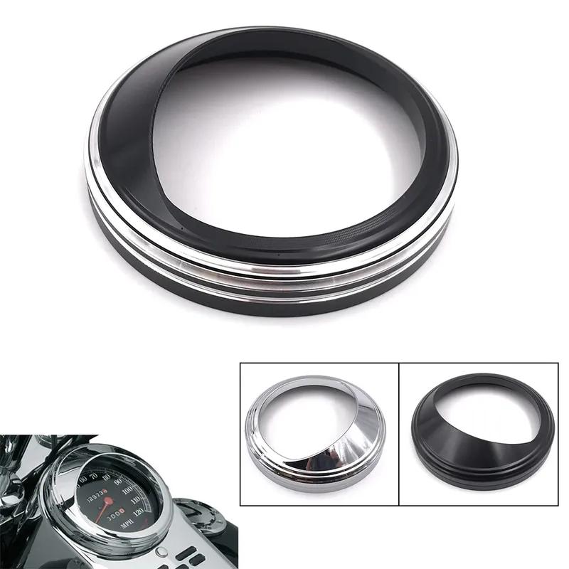 Chrome 5" Aluminum Speedometer Gauge Bezel Visor Trim Ring Cover For Harley Electra Glide Dyna Fat Boy Softail Road King