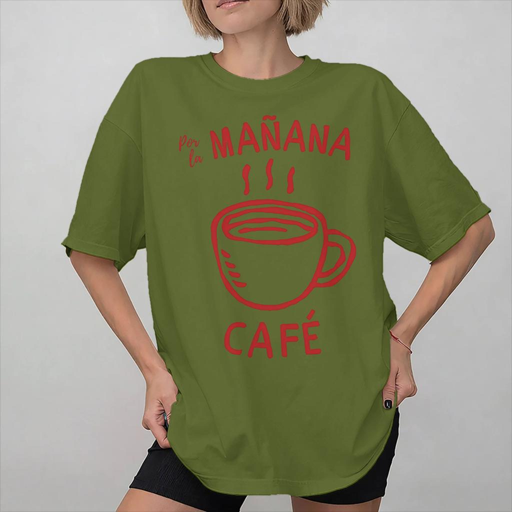 Unisex Women Por la Unisexana cafe por la tarde ron T Shirt Pure Cotton Graphic Print Tee Shirts Top Clothing