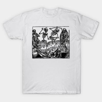Asian Size Cotton Unisex Tshirt Print T-shirt Black Death Dance T-shirt No-Cut Print Regular Fit
