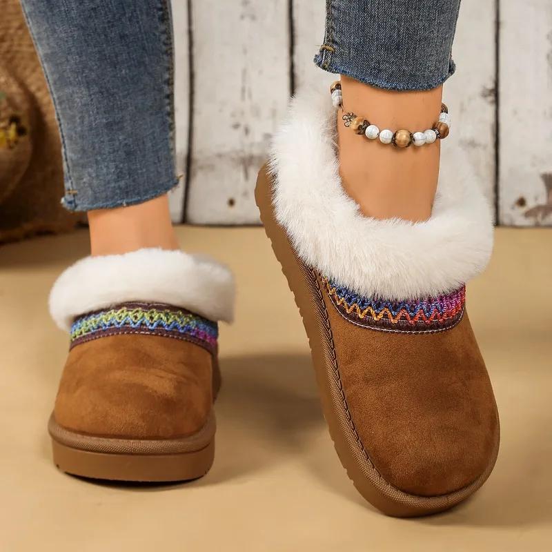 New Upgraded Ethnic Lambswool Snow Boots 2026 Winter Fur All-in-one Platform Slippers for Women's Versatile Outward Wear