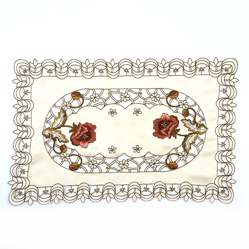 Tablecloth Embroidered Table Runner Gauze Flower Translucent Floral Lace Decor