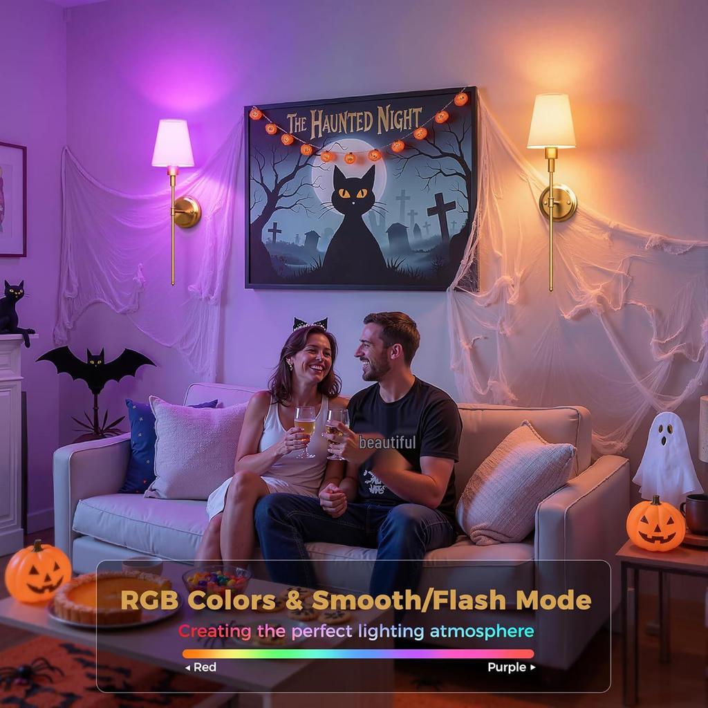 Скандинавская беспроводная RGB-настенная лампа с регулируемой яркостью для спальни, дивана, лестницы