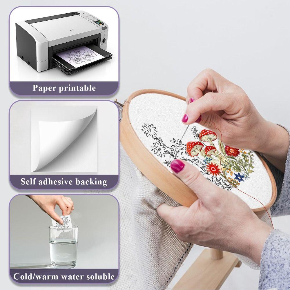 8/10/12Pcs DIY Printable Embroidery Transfer Paper Cross Stitch Supplies Quick Printable Lining Cloth Self-adhesive