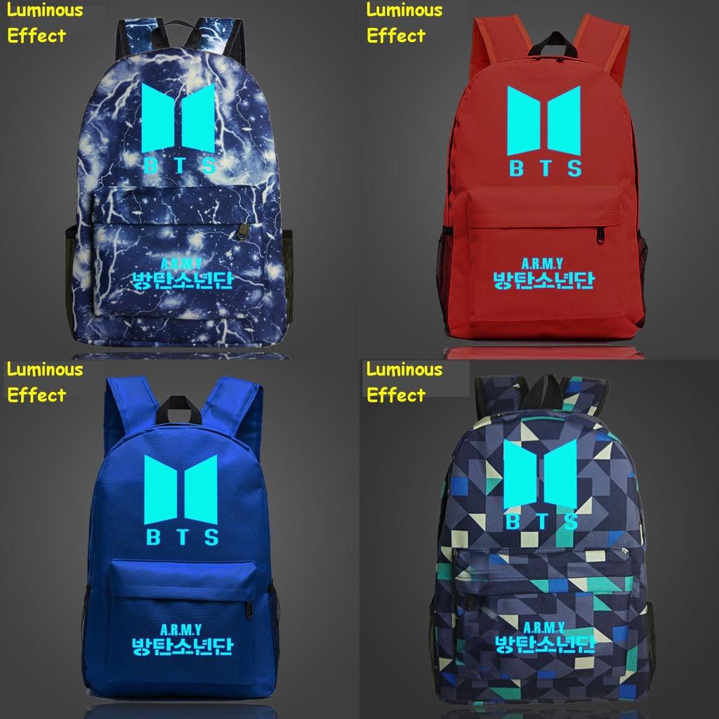 Bts Kpop Bangtan Boys Luminous Backpack Fashion Nylon Shoulder Travel Bag School