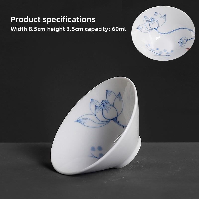 Сине-белый расписанный вручную тонкий шинный стакан для шляпы керамический чайный сервиз Кунг-фу маленькая чайная чашка одинарная чайная чашка чайная чашка большая мастер-чашка