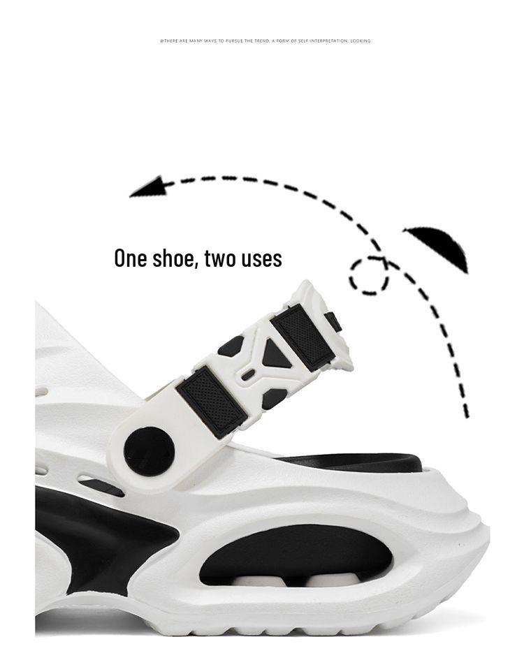 Men's Durable Waterproof Sandals - Two-Way Wear, Non-Slip, Thick-Soled Summer Slippers for Outdoor and Driving.