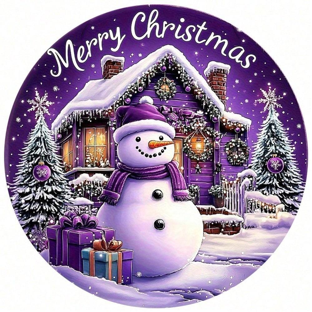 Двумерное Плоское Украшение Рождественская Деревня Снеговик Текст 'Merry Christmas' Подвесное Украшение для Дома Кухни Кафе
