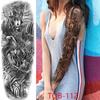 New 1 PC 480*170MM Super Large Compass Wolf Head Eye Fake Lion God Feather  Temporary Tattoo Sleeves For Men Women Tattoo Full Arm Tattoo Sticker