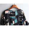 DIMANAF Summer Women Blouse T-Shirts Chiffon Black Print Fashion Lady Tops Tunic Tees Shirt Oversize Loose Casual Clothing 2022