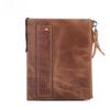 Classic Men Wallet Genuine Cow Leather Short Card Holder Leather Men Purse High Quality Designer Male Wallet with Zipper Pocket