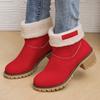 Осень и зима новая круглая голова ботинки Мартина женские рукава носить два флиса теплые зимние ботинки короткий толстый каблук высокий каблук короткие ботинки