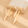 Ingemark Vintage Gold Color Bow Bowknot Long Tassel Drop Earrings for Women Classic Hanging Piercing Earrings Wed Jewelry Gift