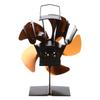 5 Blades Efficient Wood Stove Fan Wood-burning Real Fire Fireplace Fan for Pellet Wood Log Burning Stove Home Black