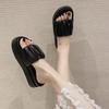 2024 Women's Summer Slippers Fashion PU Leather Platform Slippers Pleated Shoes Casual Comfortable Beach Shoes Outer Wear