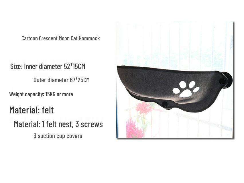 Cat Hammock Window Sill Bed with Suction Cups - Pet Balcony Perch