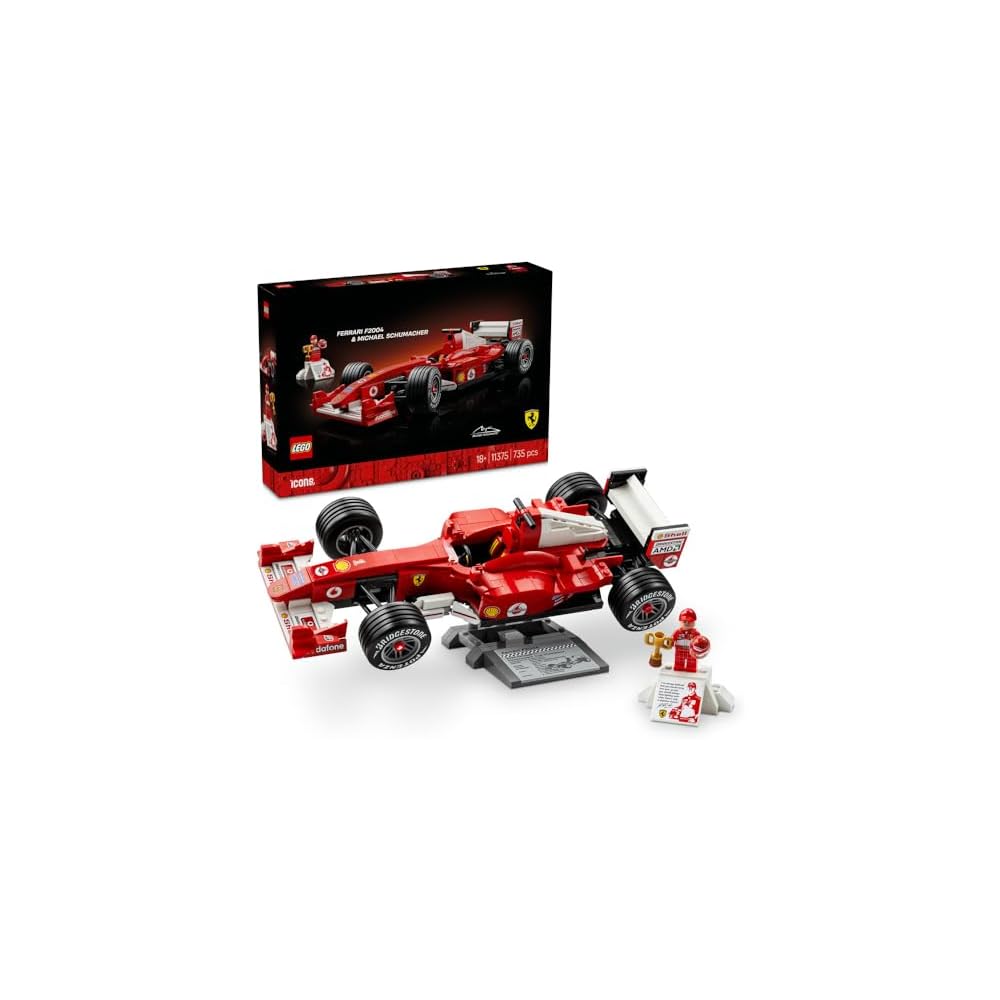 Конструктор LEGO Icons Ferrari F2004 с фигуркой Михаэля Шумахера, игрушка для взрослых и детей 11375