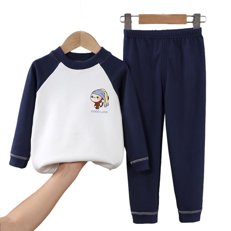 Детский комплект нижнего белья. Популярные осенне-зимние пижамы с длинными рукавами для мальчиков и девочек. Осенняя одежда и штаны для малышей.