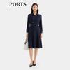 PORTS Women's Double-Breasted Belted A-Line Dress