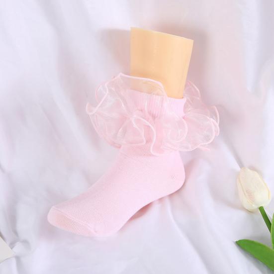 Yousheng 1 пара детских носков в стиле принцессы Лолиты с цветочным кружевным декором, однотонные, мягкие, дышащие, эластичные, нескользящие, для балета и танцев