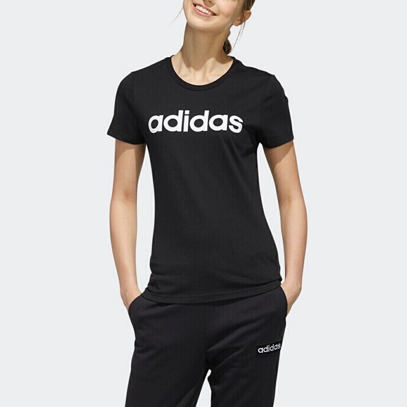 Adidas Neo Casual Sport Round Neck Short Sleeve T-Shirt Women Tops Black EI4724