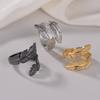 Creative Vintage Metal Adjustable Finger Ring for Women Men Irregular Geometric Feather Opening Rings Anillo Acero Inoxidable