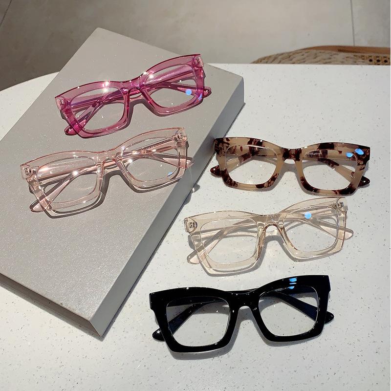 Square Small Eyeglasses Frame New Retro Multi-Color Option Flat Mirror Women'S Tide Package Flower Simple Eyeglass