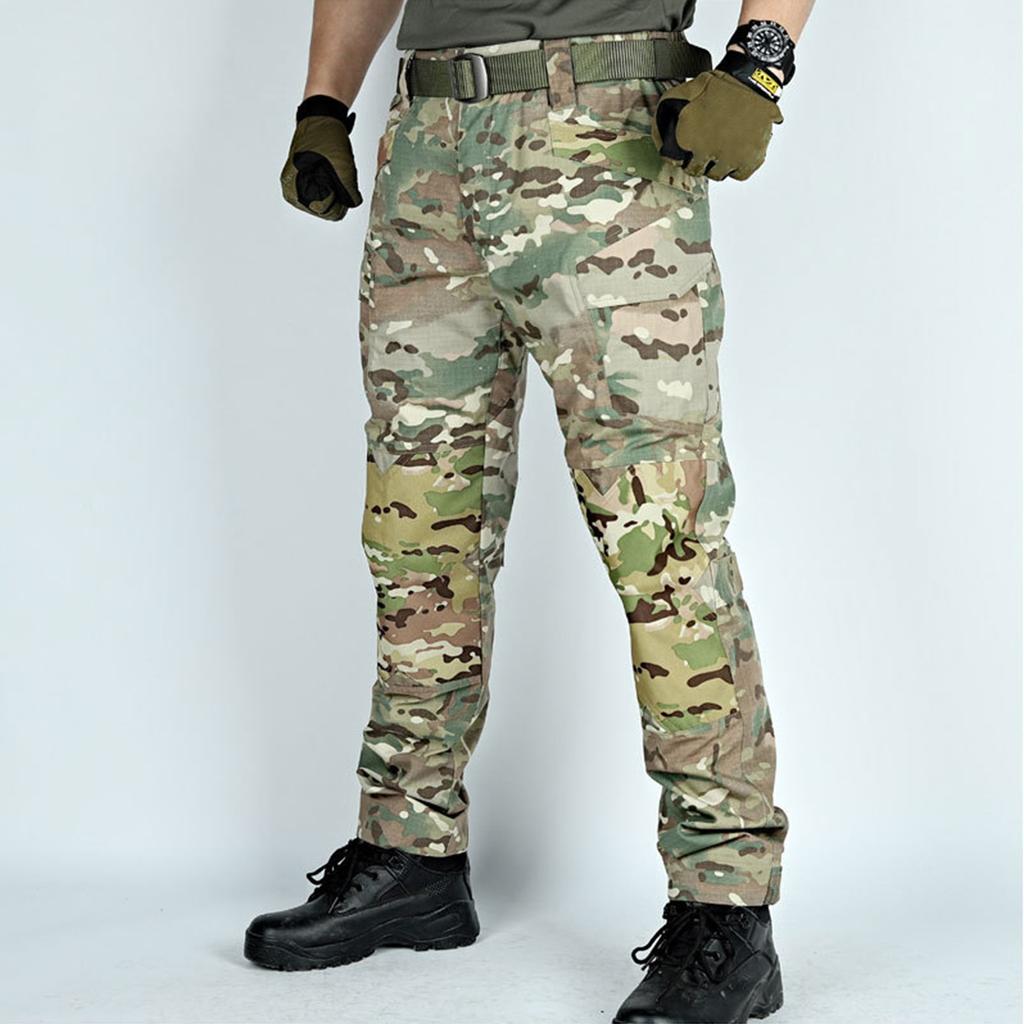 Мужские однотонные камуфляжные брюки-карго с несколькими карманами, мужские уличные брюки-карго с защитой от разрывов
