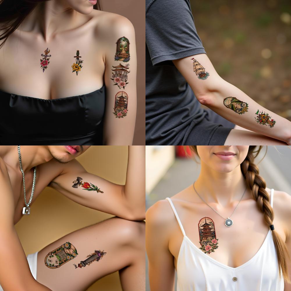 28 шт. Временные татуировки Наклейки с временными татуировками Ведро Улей Пчеловодство Домик на дереве Для рук Мужчины Женщины