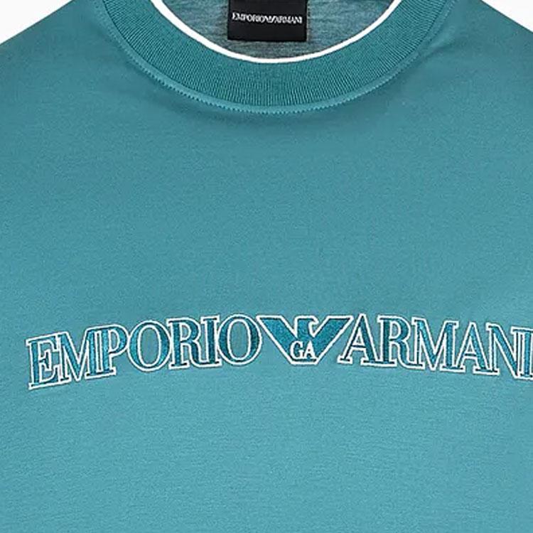 Emporio Armani Мужская футболка с принтом букв, круглым вырезом, коротким рукавом, темно-синяя 3D1TD4-1JUVZ-10756