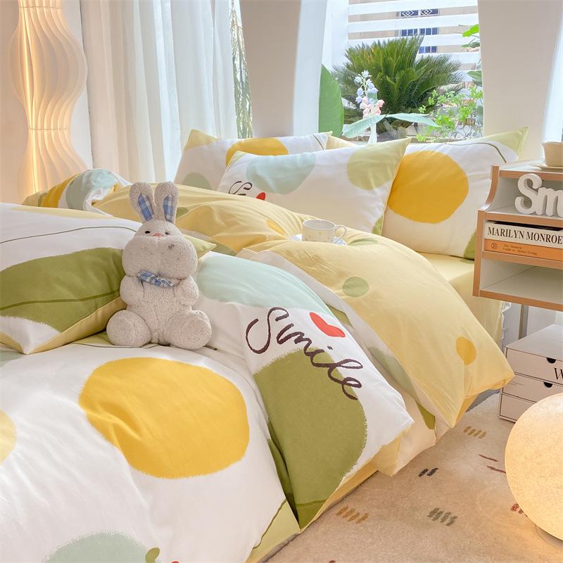 Комплект из четырех предметов из чистого хлопка, 60 штук, небольшой свежий комплект из трех предметов для спальни, осенне-зимний утолщенный пододеяльник, простыня
