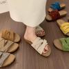 BEI LI XUAN Retro Mori Cross-strap One-word Slippers for Women's Summer Outer Wear Thick-bottomed Casual Beach Women