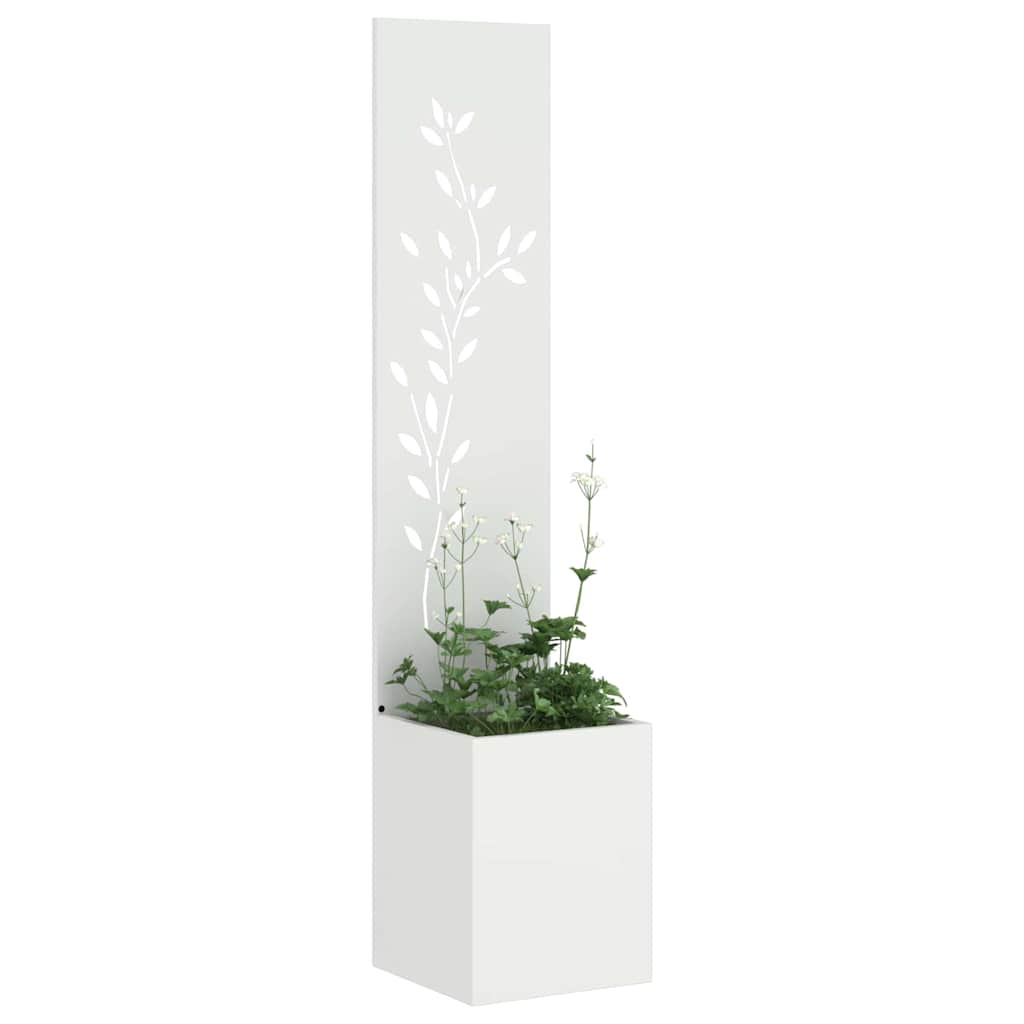 Garden Privacy Screen Canvas Floral White 32 x 32 x 150 cm