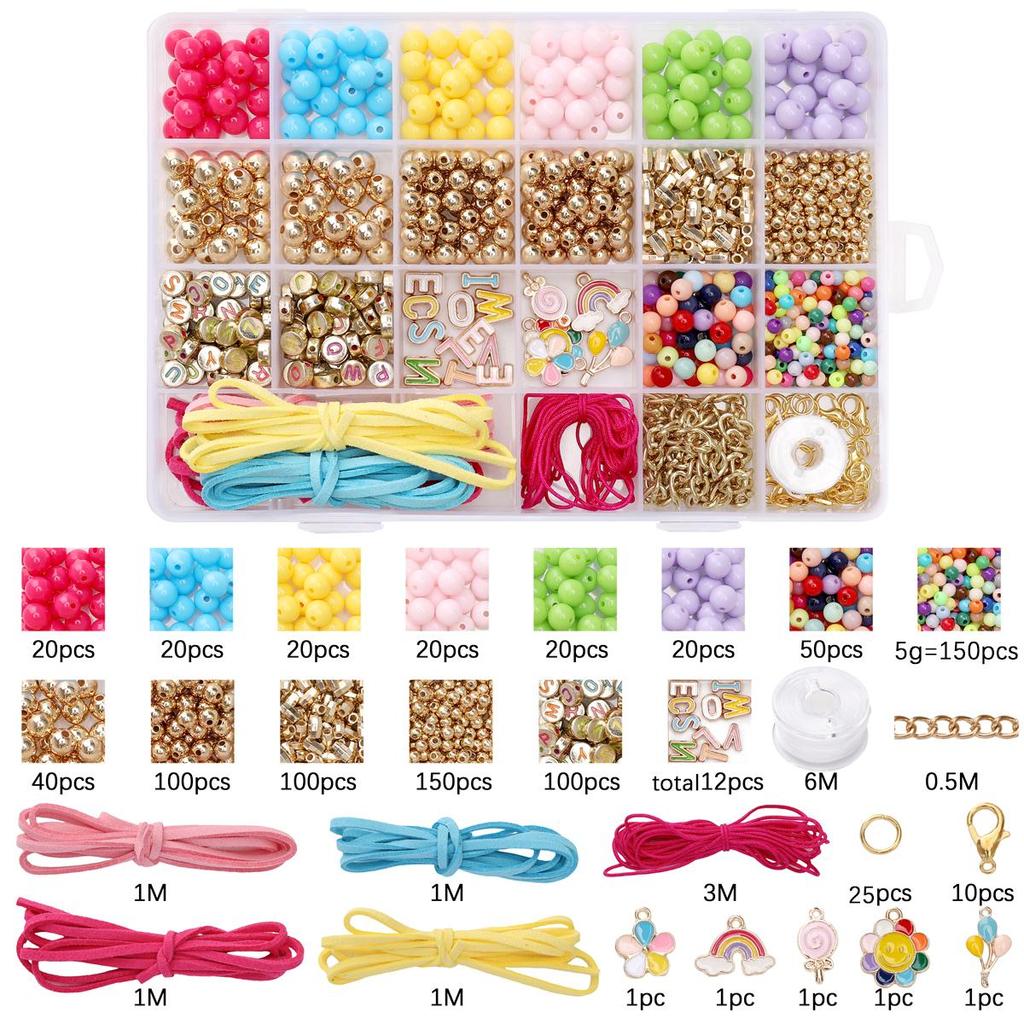 865Pcs Jewelry Kit Acrylic Beads for Bracelet Necklace Colorful DIY Accessories Jewelry Making