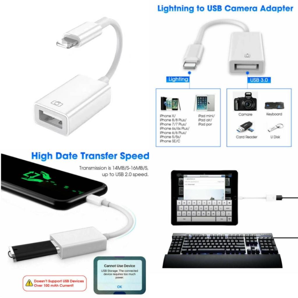 Кабель-адаптер Lightning USB для камеры OTG для и iPad iPhone