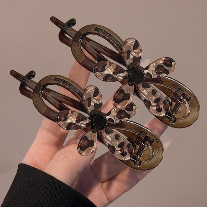 Заколка для волос высокого класса в стиле французского ретро с леопардовым принтом: Универсальное украшение для волос в виде цветка для причесок «пучок»