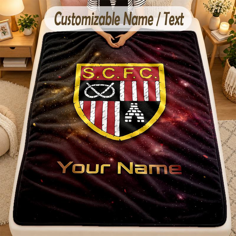 Flannel BlanketStoke City FC Custom Name Text Personalized Soft Warm Throw Blanket Home Decor Gift