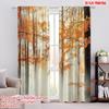 2pcs,2D Plane Printing Curtains Digital Printed Autumn Mist Polyester (without Rod) Room Decor for Living Room and Bedroom, Home