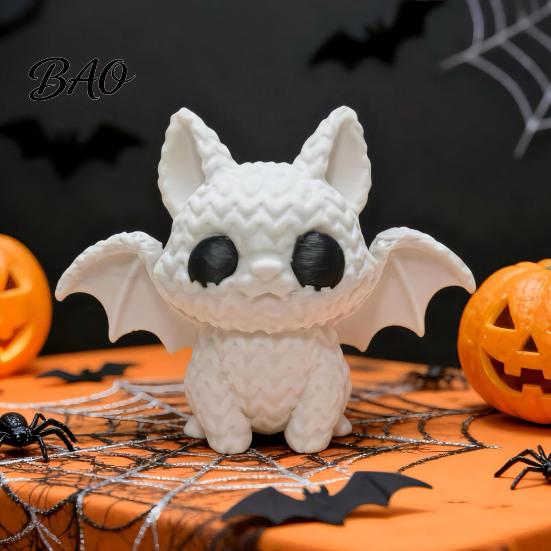 Bookshelf Bat Ornament Festive Halloween Ornament, Knitted Texture Cat Design Figure, Figure Mini Size Sculpture for Party Desk Shelf Decor