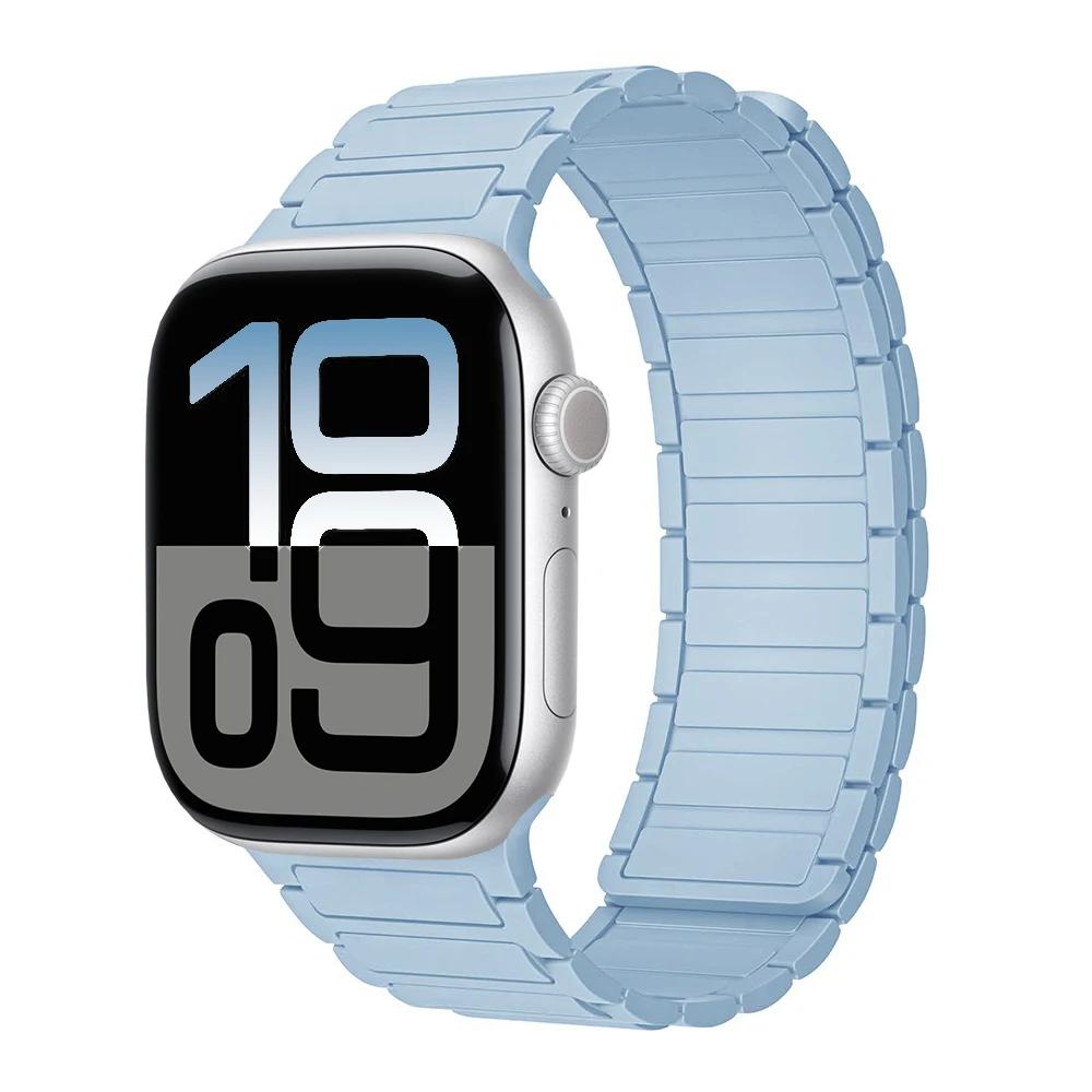 New Magnetic Silicone Strap for Apple Watch Band Ultra 3/2 49mm 11 10 46mm 42mm Bracelet Belt iWatch 9 8 7 6 5 SE 45mm 41mm 44mm