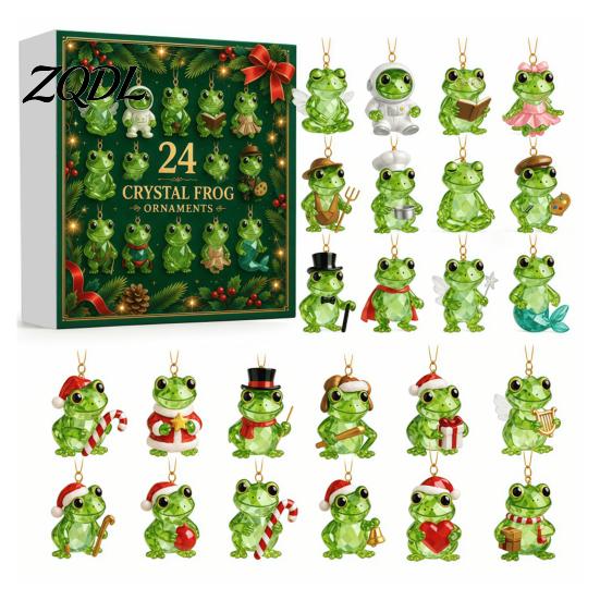 Decorative Acrylic Ornaments Frog Advent Calendar 2026, 24 Days 2D Crystal Pattern Christmas Gift for Kids Countdown Calendar, Frog-Themed Hanging