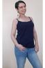 Женская футболка большого размера в стиле кэжуал, темно-синяя, из гребенного хлопка с вискозой, с веревочными лямками