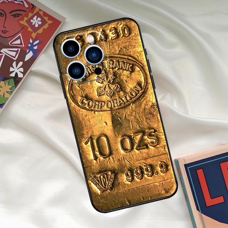 Switzerland Fine Gold Phone Case For iPhone 16 14 13 12 11 15 17 Pro Max 15 16 Plus 13 Mini 16e 17 Air Funda Cover
