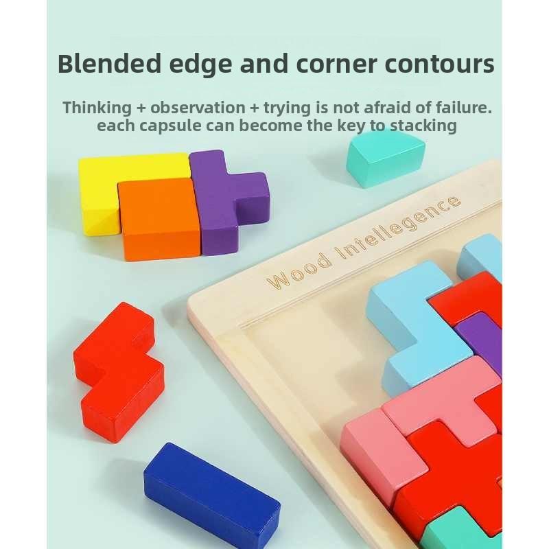 3D Деревянные Пазлы Тетрис Игрушки Для Детей Тренировка Мозга Развивающие Подарки Реквизит